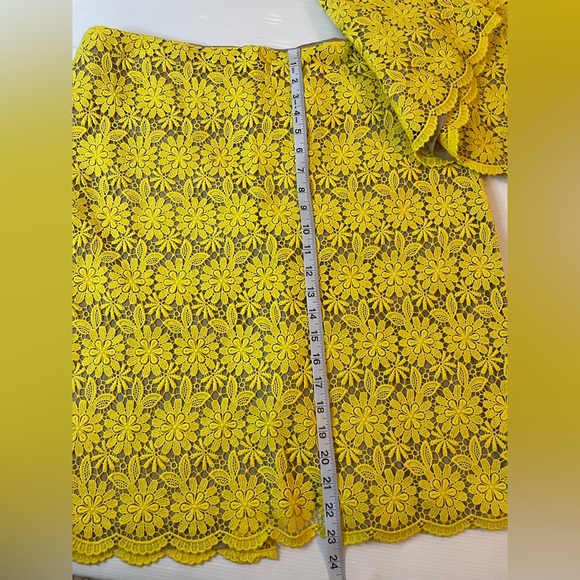 Talbots Yellow Crochet Lace Two Piece Set Skirt And Blouse Size 16 Easter Outfit - Picture 4 of 13